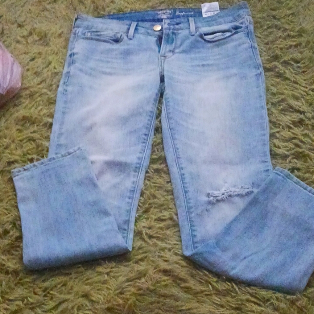 Light wash, worn in, boyfriend jeans